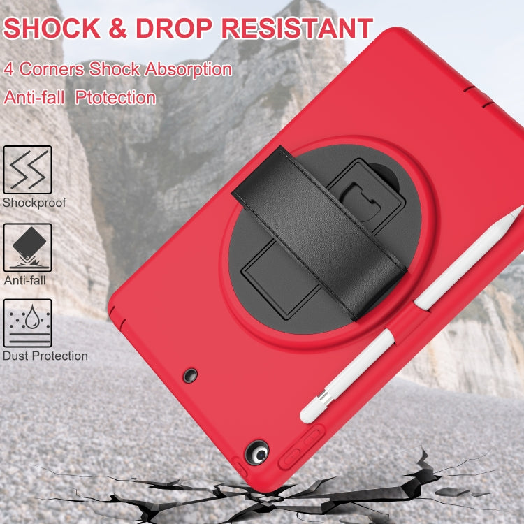 For iPad 10.2 2021 / 2020 / 2019 360 Degree Rotation PC + TPU Protective Case with Holder & Hand-strap & Pen Slot