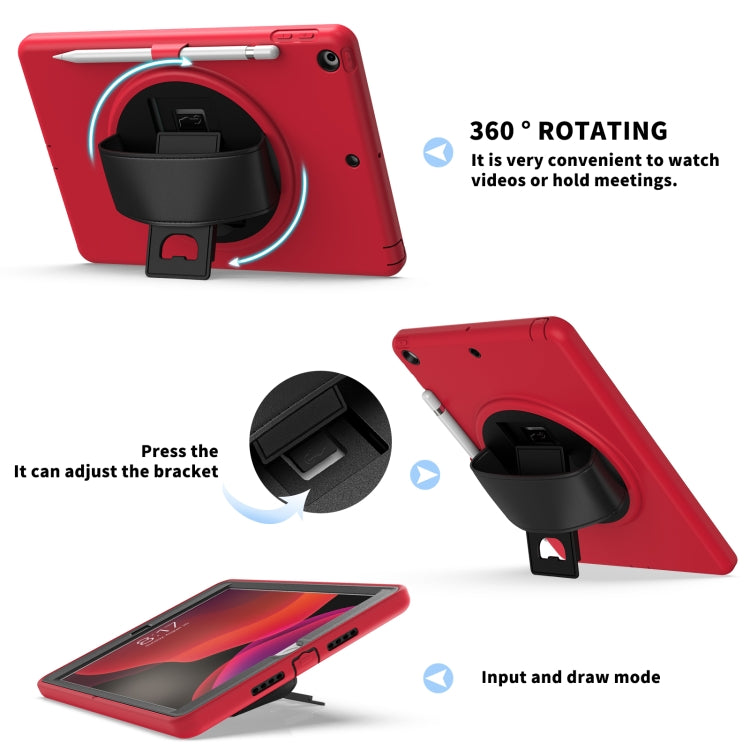 For iPad 10.2 2021 / 2020 / 2019 360 Degree Rotation PC + TPU Protective Case with Holder & Hand-strap & Pen Slot