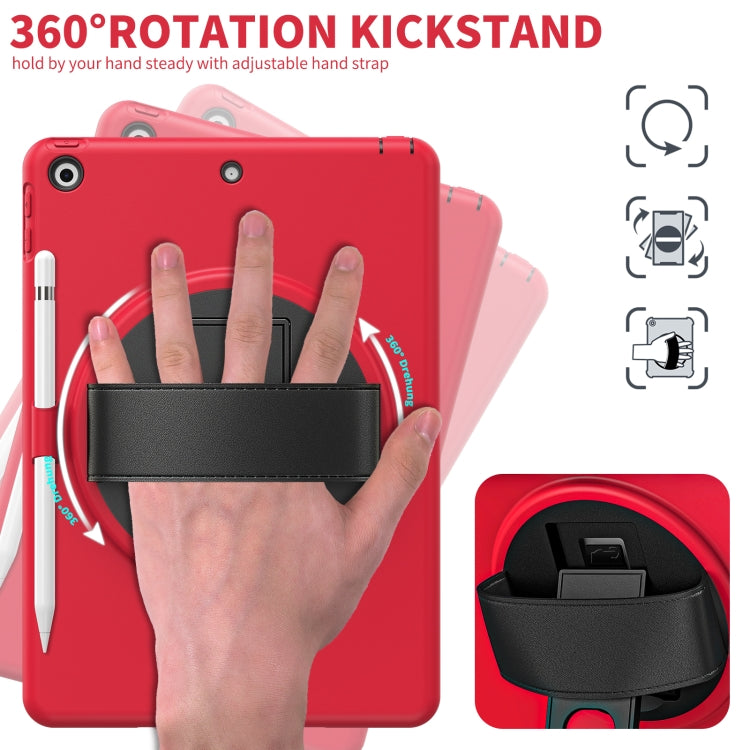 For iPad 10.2 2021 / 2020 / 2019 360 Degree Rotation PC + TPU Protective Case with Holder & Hand-strap & Pen Slot