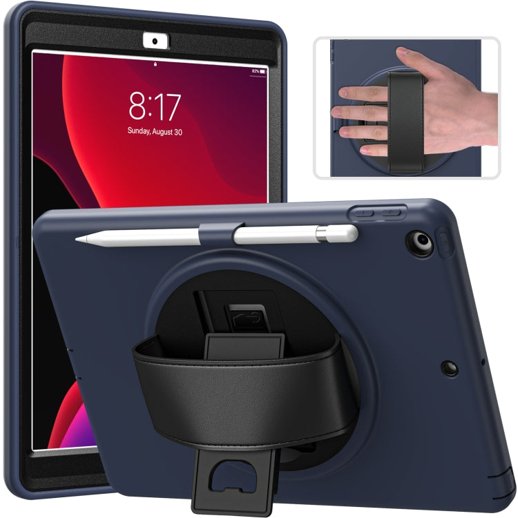 For iPad 10.2 2021 / 2020 / 2019 360 Degree Rotation PC + TPU Protective Case with Holder & Hand-strap & Pen Slot