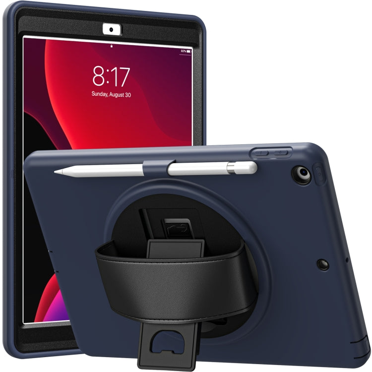 For iPad 10.2 2021 / 2020 / 2019 360 Degree Rotation PC + TPU Protective Case with Holder & Hand-strap & Pen Slot