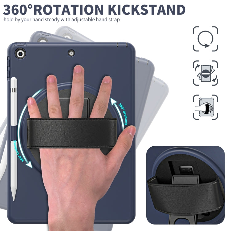 For iPad 10.2 2021 / 2020 / 2019 360 Degree Rotation PC + TPU Protective Case with Holder & Hand-strap & Pen Slot