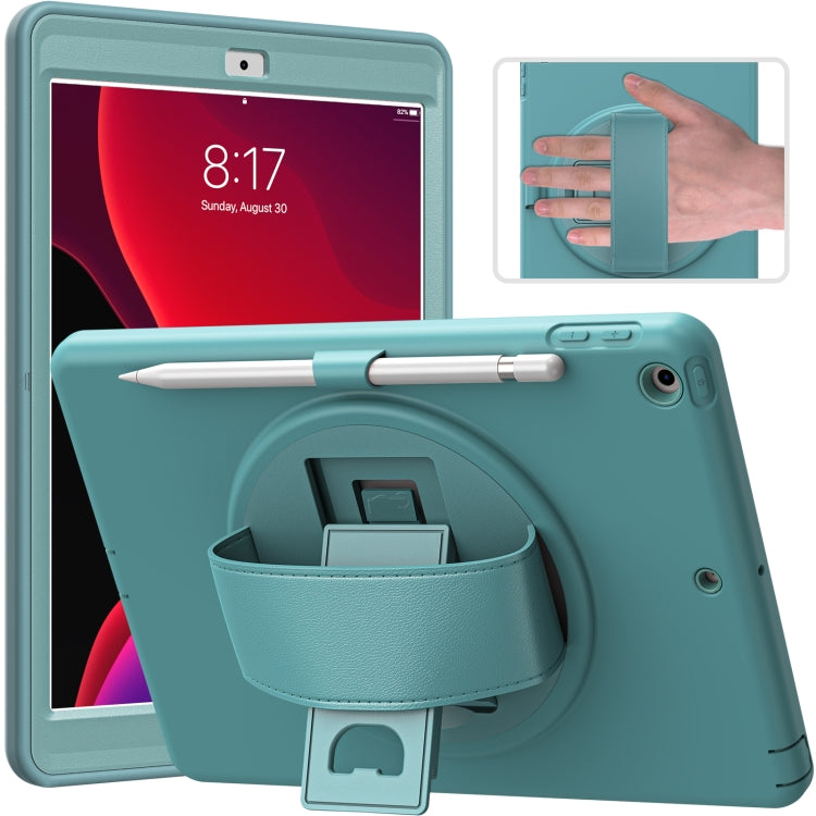 For iPad 10.2 2021 / 2020 / 2019 360 Degree Rotation PC + TPU Protective Case with Holder & Hand-strap & Pen Slot