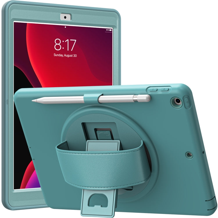 For iPad 10.2 2021 / 2020 / 2019 360 Degree Rotation PC + TPU Protective Case with Holder & Hand-strap & Pen Slot