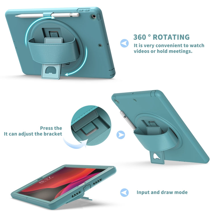 For iPad 10.2 2021 / 2020 / 2019 360 Degree Rotation PC + TPU Protective Case with Holder & Hand-strap & Pen Slot