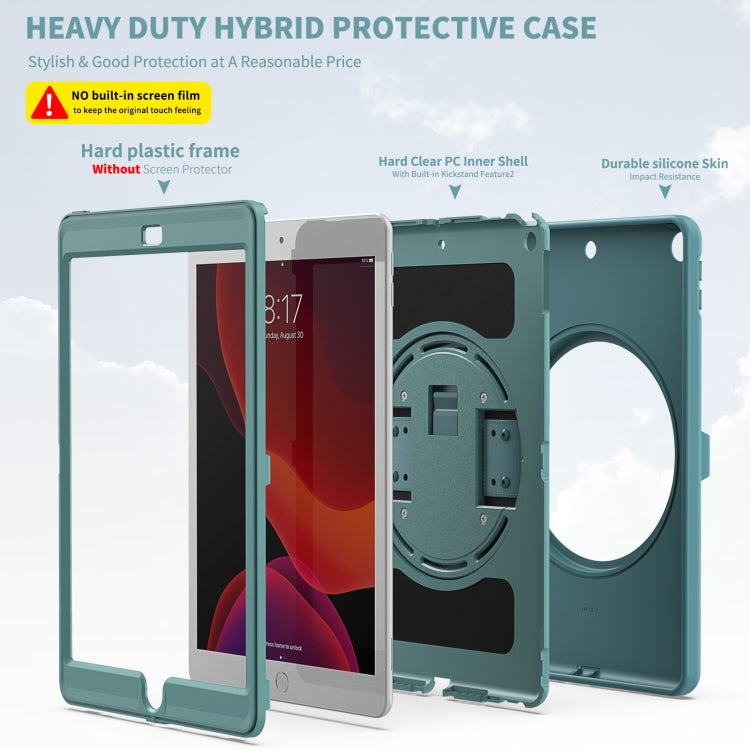 For iPad 10.2 2021 / 2020 / 2019 360 Degree Rotation PC + TPU Protective Case with Holder & Hand-strap & Pen Slot