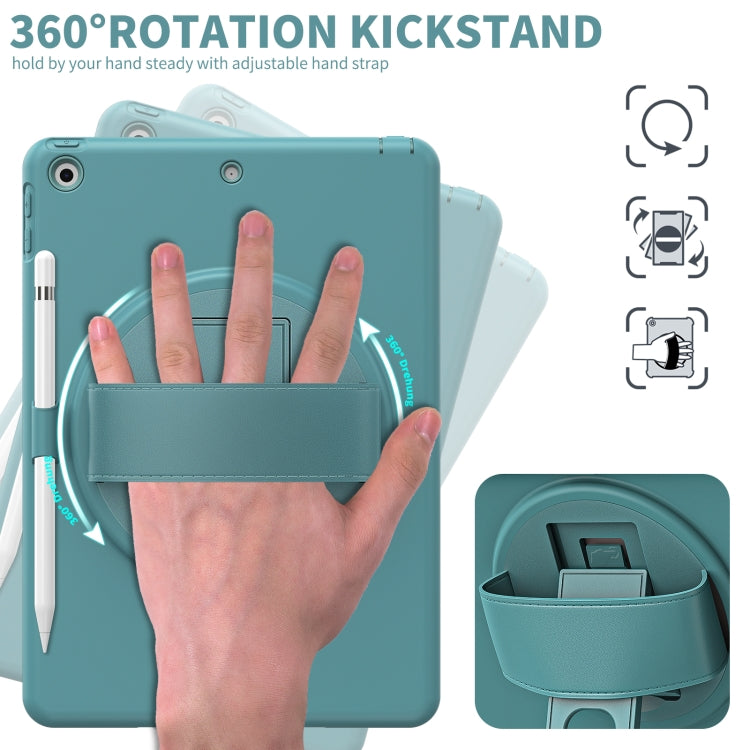 For iPad 10.2 2021 / 2020 / 2019 360 Degree Rotation PC + TPU Protective Case with Holder & Hand-strap & Pen Slot