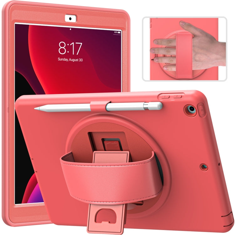 For iPad 10.2 2021 / 2020 / 2019 360 Degree Rotation PC + TPU Protective Case with Holder & Hand-strap & Pen Slot