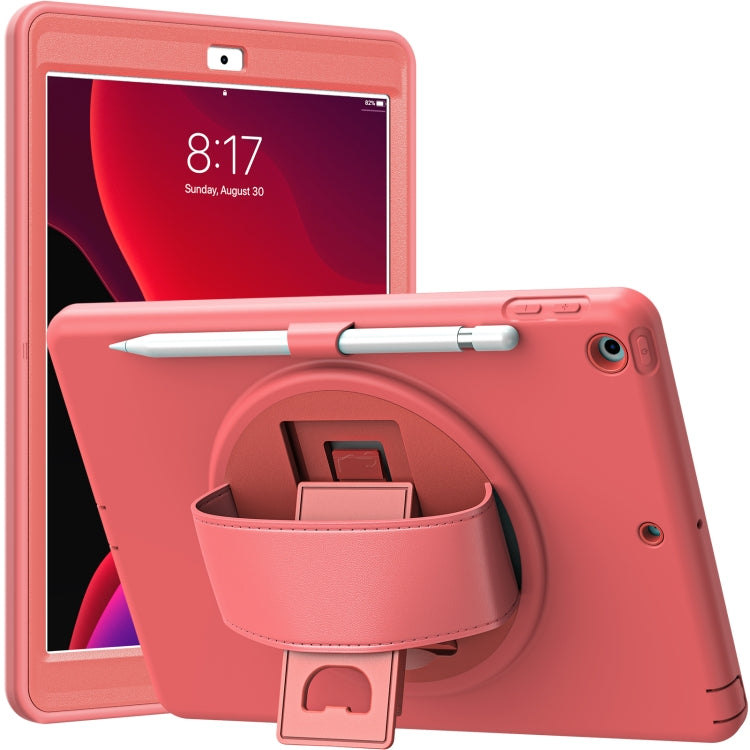 For iPad 10.2 2021 / 2020 / 2019 360 Degree Rotation PC + TPU Protective Case with Holder & Hand-strap & Pen Slot