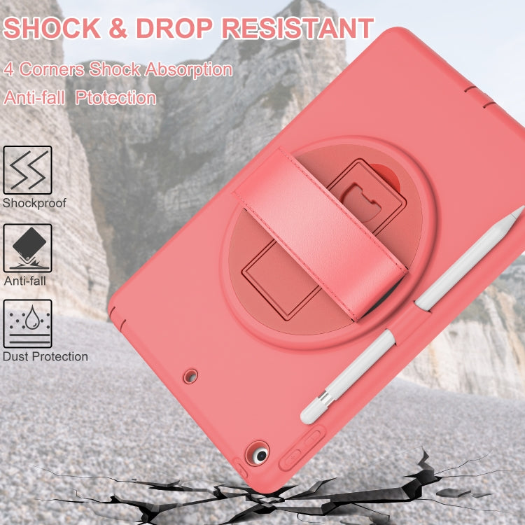 For iPad 10.2 2021 / 2020 / 2019 360 Degree Rotation PC + TPU Protective Case with Holder & Hand-strap & Pen Slot