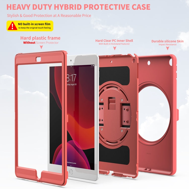 For iPad 10.2 2021 / 2020 / 2019 360 Degree Rotation PC + TPU Protective Case with Holder & Hand-strap & Pen Slot