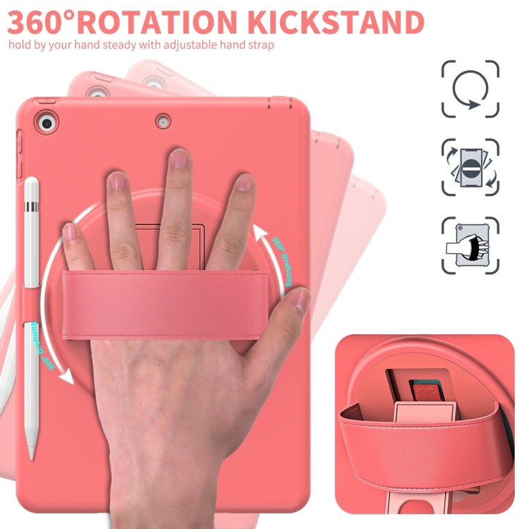 For iPad 10.2 2021 / 2020 / 2019 360 Degree Rotation PC + TPU Protective Case with Holder & Hand-strap & Pen Slot