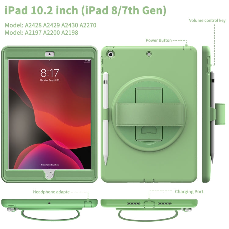 For iPad 10.2 2021 / 2020 / 2019 360 Degree Rotation PC + TPU Protective Case with Holder & Hand-strap & Pen Slot