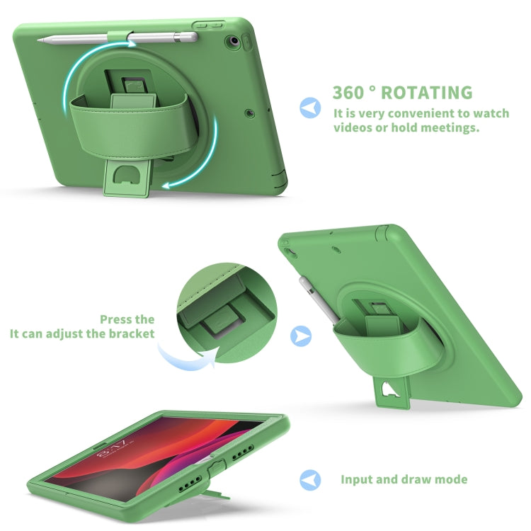 For iPad 10.2 2021 / 2020 / 2019 360 Degree Rotation PC + TPU Protective Case with Holder & Hand-strap & Pen Slot