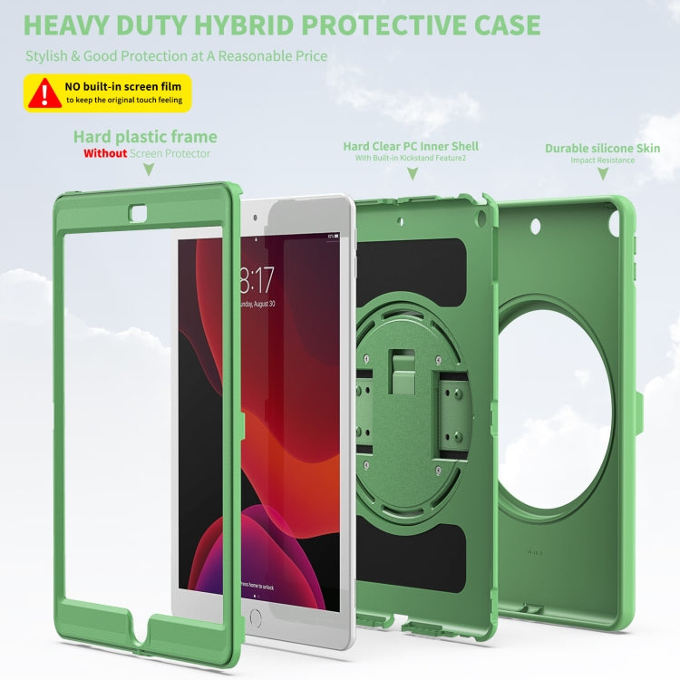 For iPad 10.2 2021 / 2020 / 2019 360 Degree Rotation PC + TPU Protective Case with Holder & Hand-strap & Pen Slot