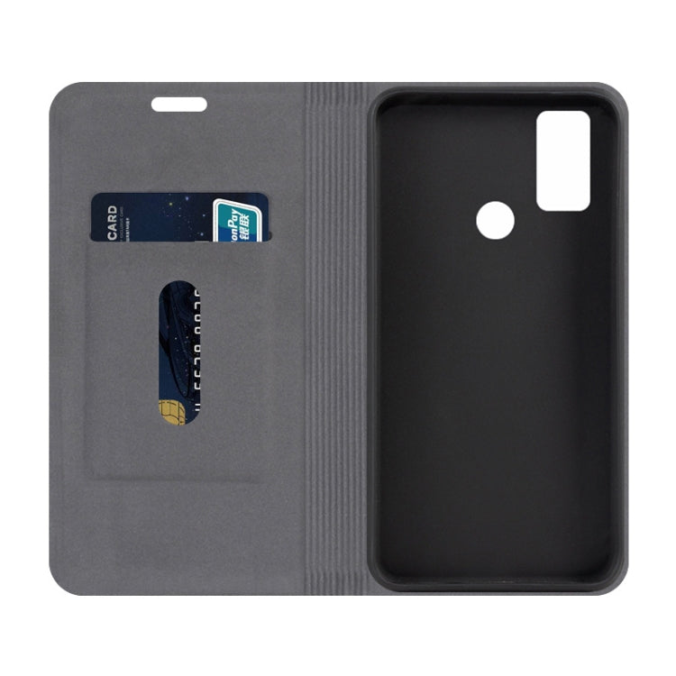 For Alcatel 3L / 1S 2021 Canvas Three-color Stitching Business Horizontal Flip Leather Case with Holder & Card Slot