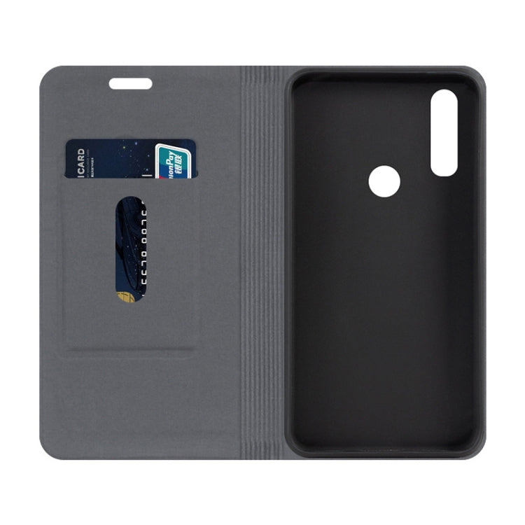 For Alcatel 1V Plus 5007 Canvas Three-color Stitching Business Horizontal Flip Leather Case with Holder & Card Slot