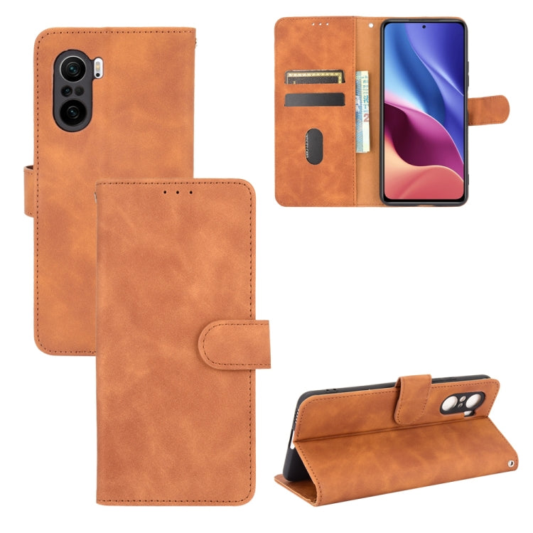 For Xiaomi Redmi K40 / K40 Pro Solid Color Skin Feel Magnetic Buckle Horizontal Flip Calf Texture PU Leather Case with Holder & Card Slots & Wallet