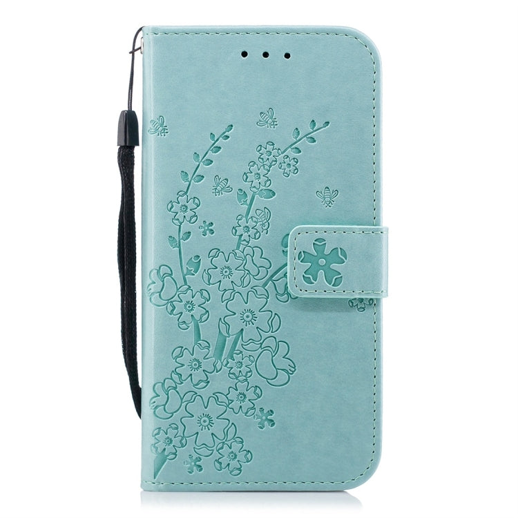 For Galaxy A8 (2018) Plum Flowers Pattern Horizontal Flip Leather Case with Holder & Card Slots & Wallet & Lanyard