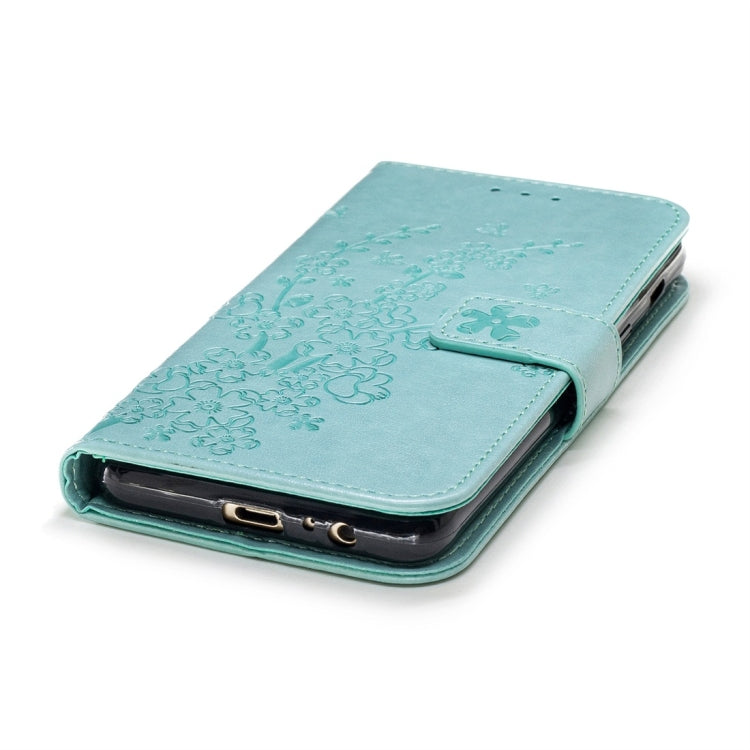 For Galaxy A8 (2018) Plum Flowers Pattern Horizontal Flip Leather Case with Holder & Card Slots & Wallet & Lanyard