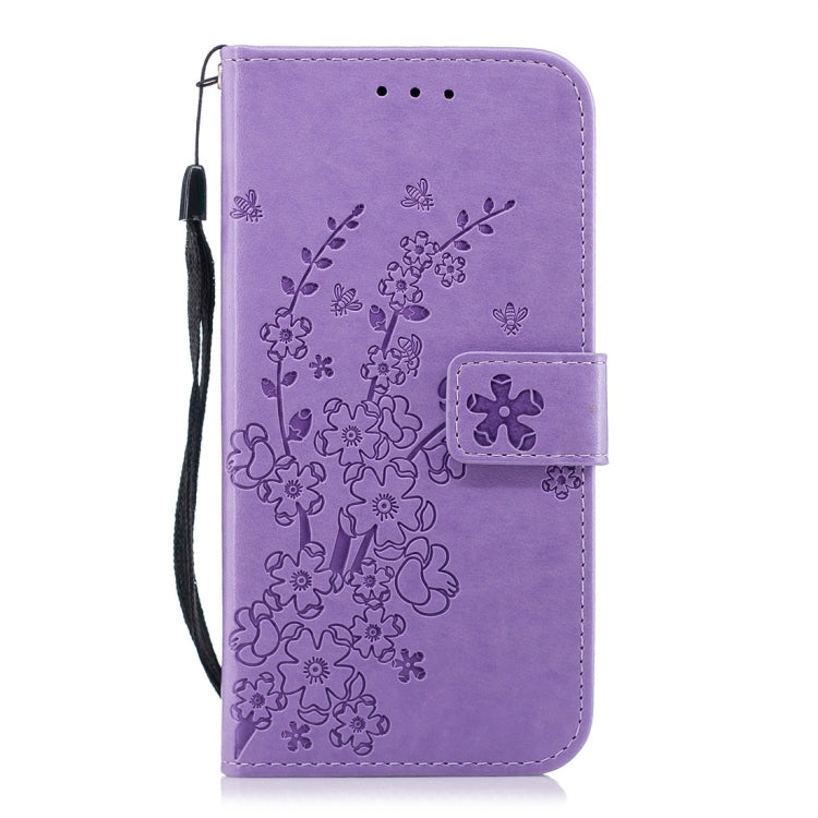For Galaxy A8 (2018) Plum Flowers Pattern Horizontal Flip Leather Case with Holder & Card Slots & Wallet & Lanyard