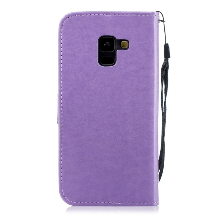 For Galaxy A8 (2018) Plum Flowers Pattern Horizontal Flip Leather Case with Holder & Card Slots & Wallet & Lanyard