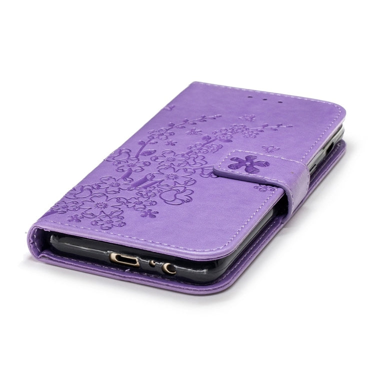 For Galaxy A8 (2018) Plum Flowers Pattern Horizontal Flip Leather Case with Holder & Card Slots & Wallet & Lanyard