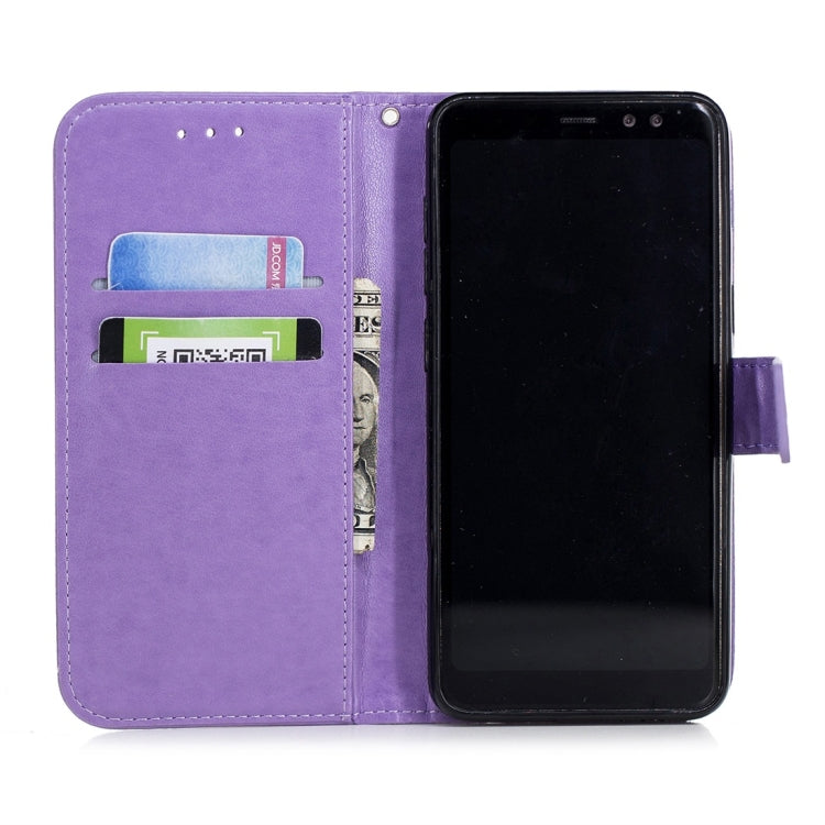 For Galaxy A8 (2018) Plum Flowers Pattern Horizontal Flip Leather Case with Holder & Card Slots & Wallet & Lanyard