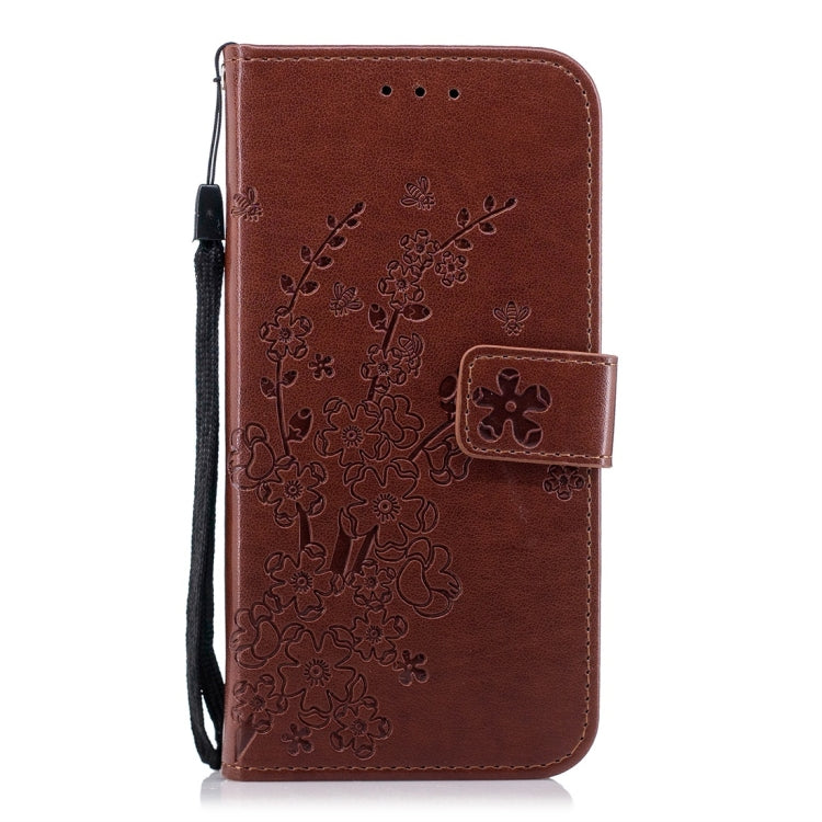 For Galaxy A8 (2018) Plum Flowers Pattern Horizontal Flip Leather Case with Holder & Card Slots & Wallet & Lanyard