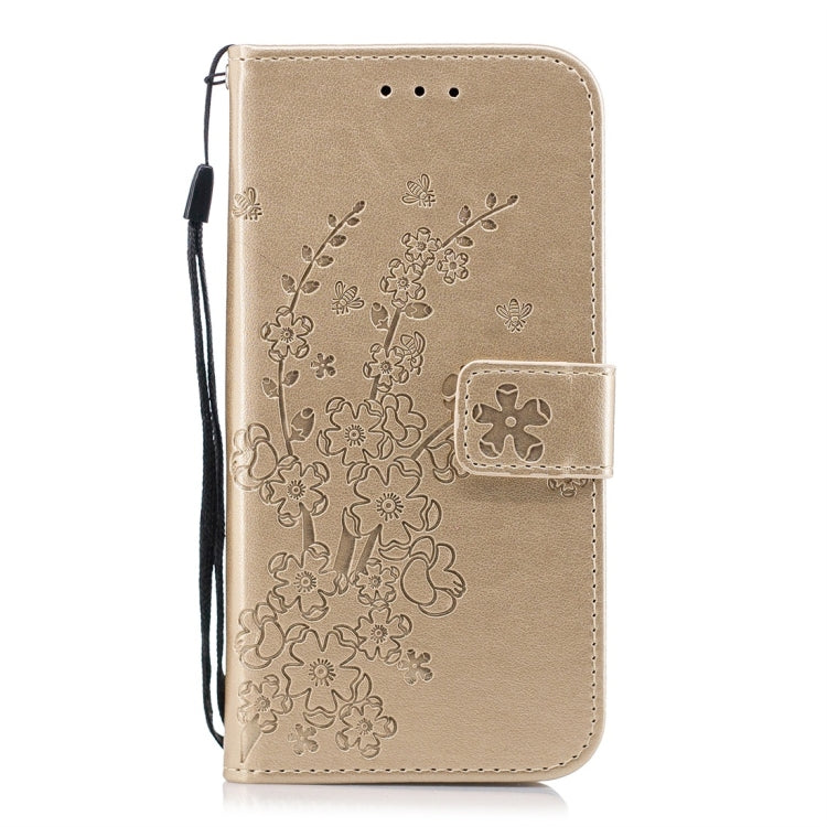 For Galaxy A8 (2018) Plum Flowers Pattern Horizontal Flip Leather Case with Holder & Card Slots & Wallet & Lanyard