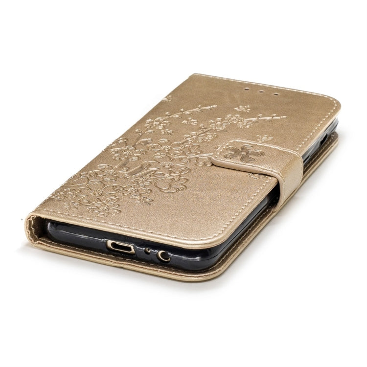 For Galaxy A8 (2018) Plum Flowers Pattern Horizontal Flip Leather Case with Holder & Card Slots & Wallet & Lanyard