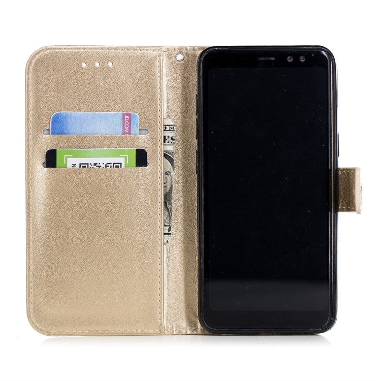 For Galaxy A8 (2018) Plum Flowers Pattern Horizontal Flip Leather Case with Holder & Card Slots & Wallet & Lanyard