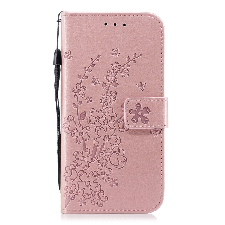 For Galaxy A8 (2018) Plum Flowers Pattern Horizontal Flip Leather Case with Holder & Card Slots & Wallet & Lanyard