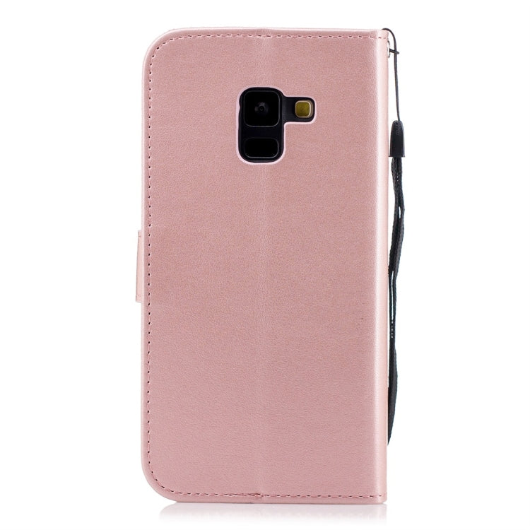 For Galaxy A8 (2018) Plum Flowers Pattern Horizontal Flip Leather Case with Holder & Card Slots & Wallet & Lanyard