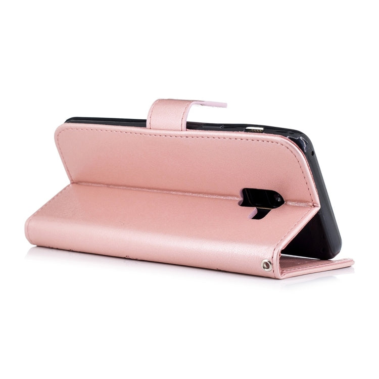 For Galaxy A8 (2018) Plum Flowers Pattern Horizontal Flip Leather Case with Holder & Card Slots & Wallet & Lanyard
