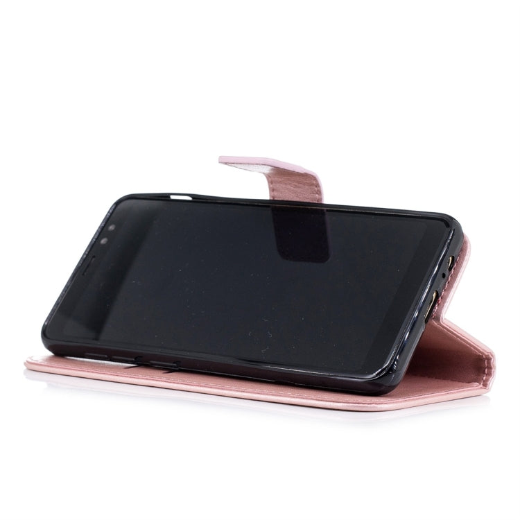 For Galaxy A8 (2018) Plum Flowers Pattern Horizontal Flip Leather Case with Holder & Card Slots & Wallet & Lanyard