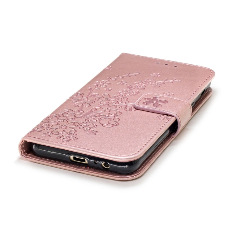 For Galaxy A8 (2018) Plum Flowers Pattern Horizontal Flip Leather Case with Holder & Card Slots & Wallet & Lanyard
