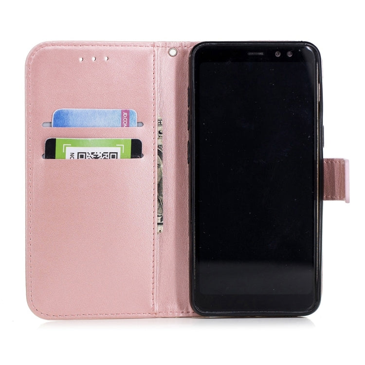 For Galaxy A8 (2018) Plum Flowers Pattern Horizontal Flip Leather Case with Holder & Card Slots & Wallet & Lanyard