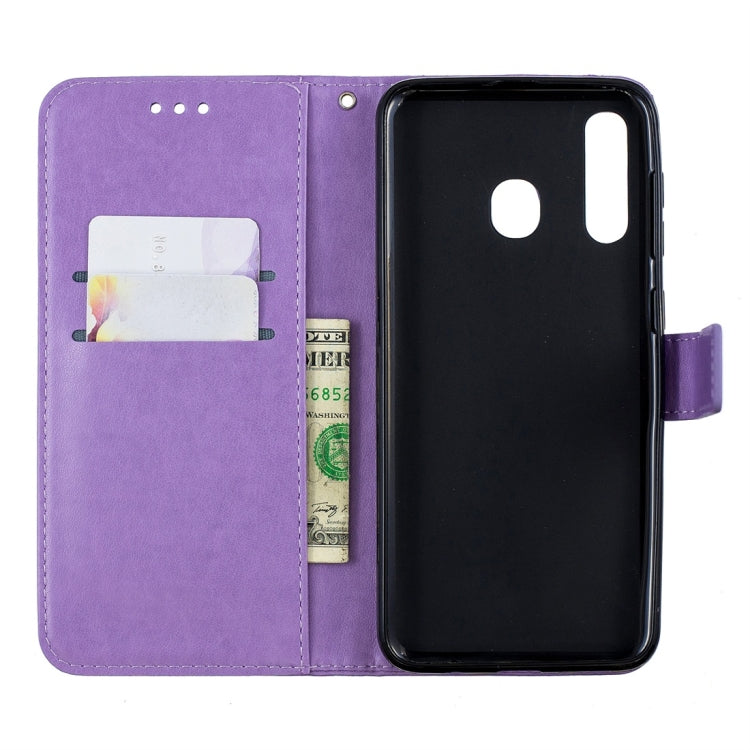 For Galaxy A30 Plum Flowers Pattern Horizontal Flip Leather Case with Holder & Card Slots & Wallet & Lanyard