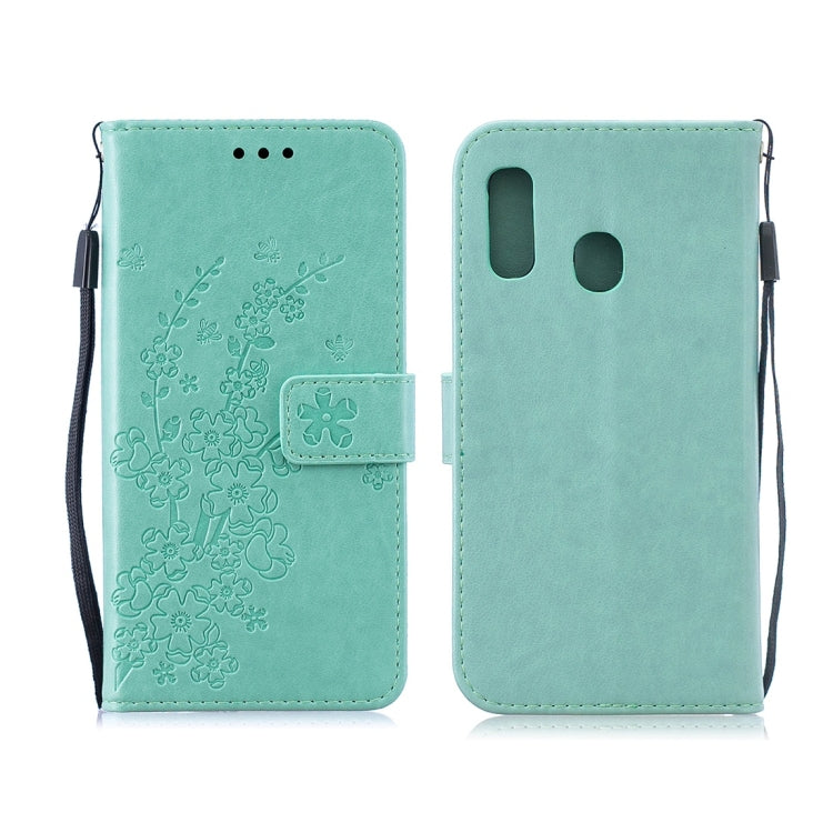 For Galaxy A40 Plum Flowers Pattern Horizontal Flip Leather Case with Holder & Card Slots & Wallet & Lanyard