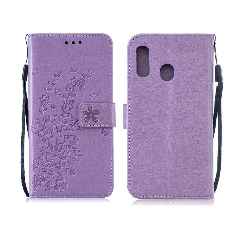 For Galaxy A40 Plum Flowers Pattern Horizontal Flip Leather Case with Holder & Card Slots & Wallet & Lanyard