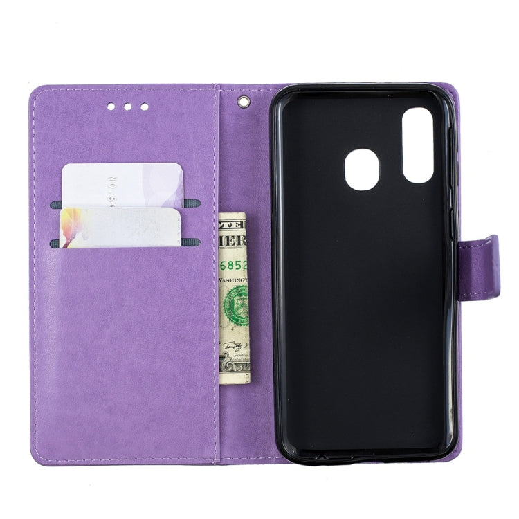 For Galaxy A40 Plum Flowers Pattern Horizontal Flip Leather Case with Holder & Card Slots & Wallet & Lanyard