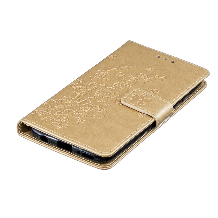 For Galaxy A40 Plum Flowers Pattern Horizontal Flip Leather Case with Holder & Card Slots & Wallet & Lanyard