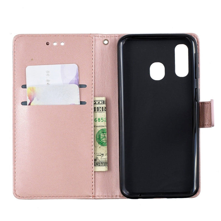 For Galaxy A40 Plum Flowers Pattern Horizontal Flip Leather Case with Holder & Card Slots & Wallet & Lanyard