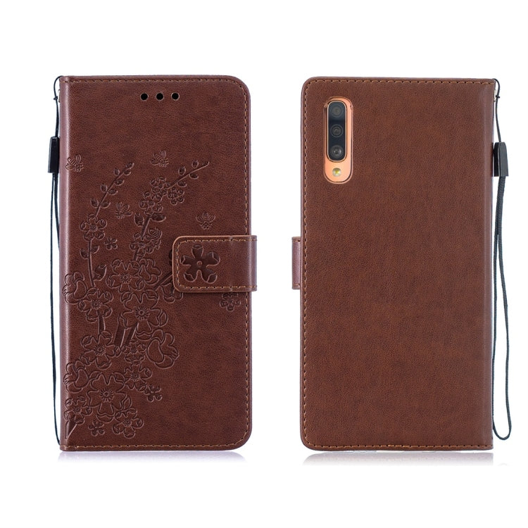 For Galaxy A50 Plum Flowers Pattern Horizontal Flip Leather Case with Holder & Card Slots & Wallet & Lanyard