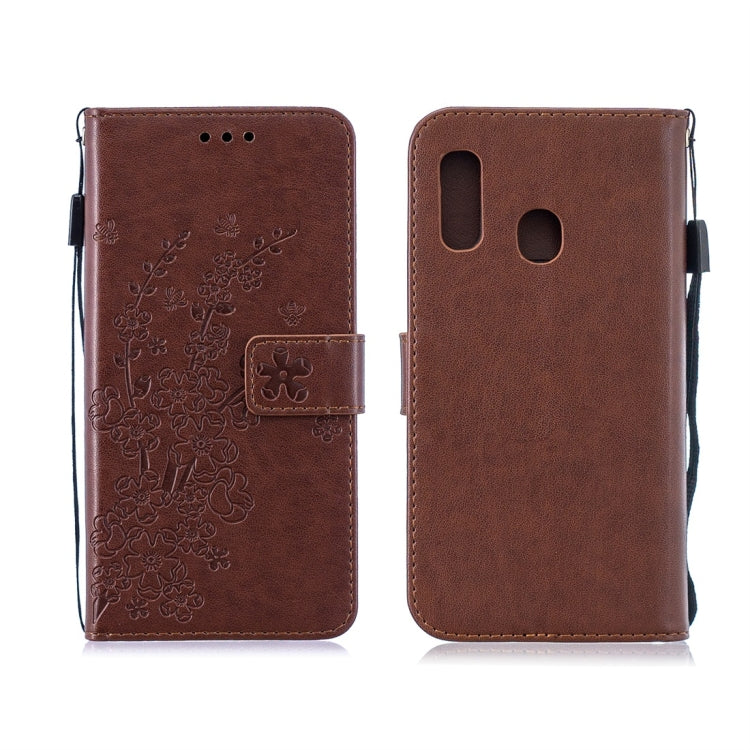 For Galaxy A60 Plum Flowers Pattern Horizontal Flip Leather Case with Holder & Card Slots & Wallet & Lanyard