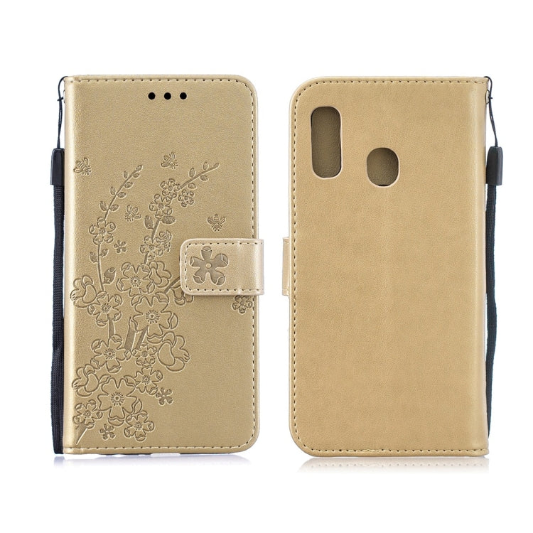 For Galaxy A60 Plum Flowers Pattern Horizontal Flip Leather Case with Holder & Card Slots & Wallet & Lanyard