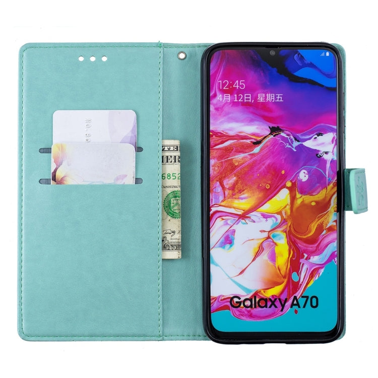 For Galaxy A70 Plum Flowers Pattern Horizontal Flip Leather Case with Holder & Card Slots & Wallet & Lanyard