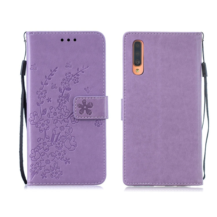 For Galaxy A70 Plum Flowers Pattern Horizontal Flip Leather Case with Holder & Card Slots & Wallet & Lanyard