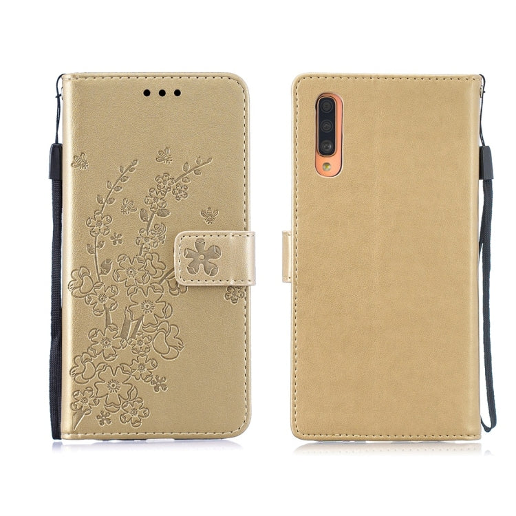 For Galaxy A70 Plum Flowers Pattern Horizontal Flip Leather Case with Holder & Card Slots & Wallet & Lanyard
